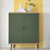 Wohnen 4-türiges Highboard in Graugrün und Wildeiche - Oliva