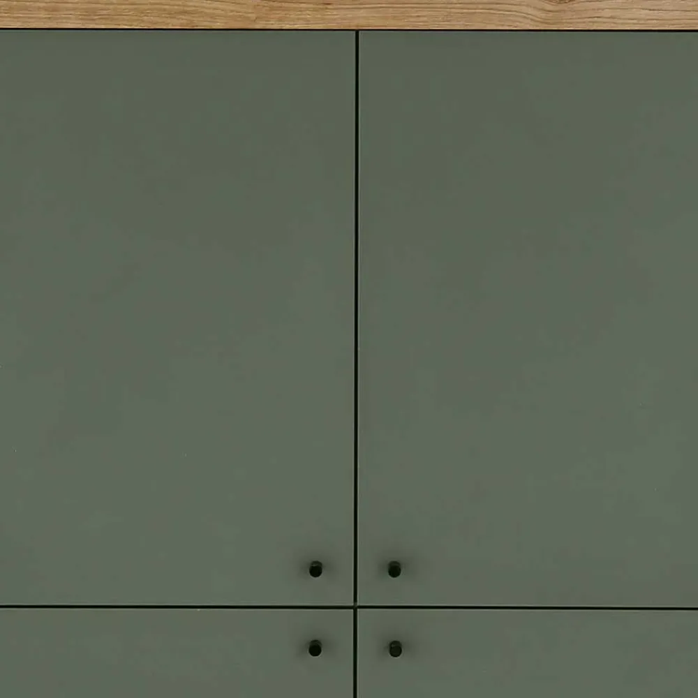 Wohnen 4-türiges Highboard in Graugrün und Wildeiche - Oliva