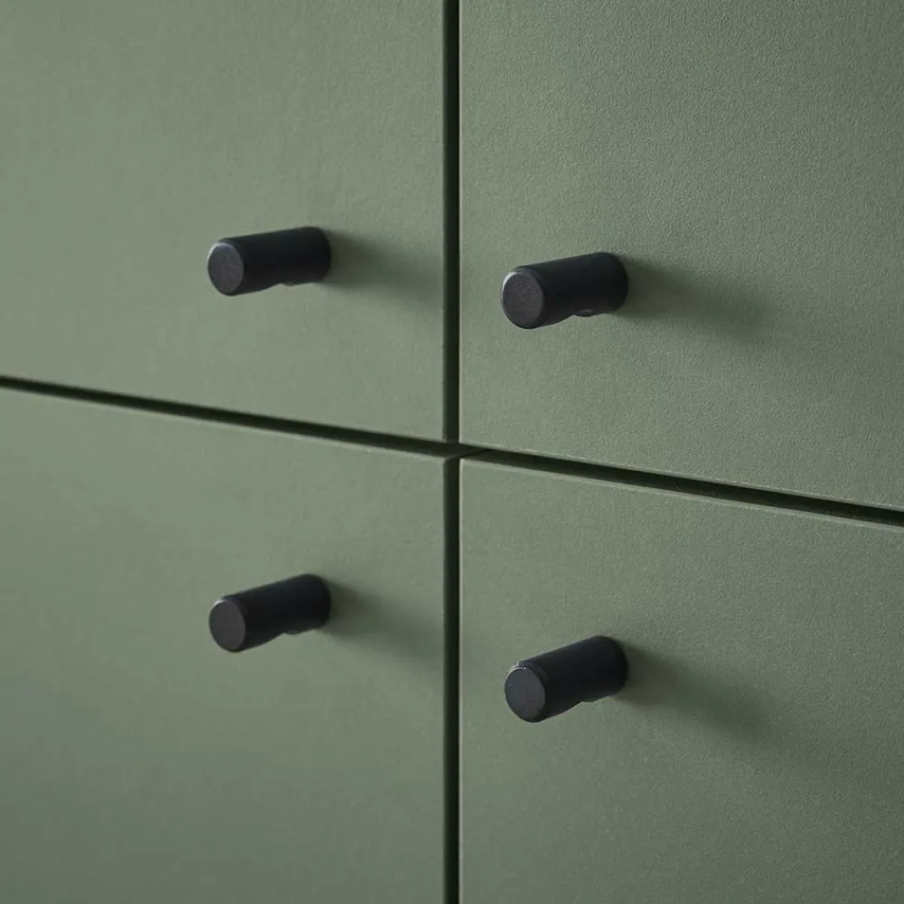 Wohnen 4-türiges Highboard in Graugrün und Wildeiche - Oliva