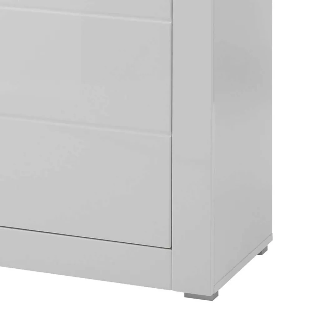 Wohnen 6-türiges Highboard in Weiß Hochglanz Mextra & Beton Dekor