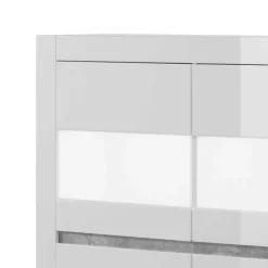 Wohnen 6-türiges Highboard in Weiß Hochglanz Mextra & Beton Dekor