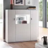 Wohnen 3-türiges Highboard mit Glas Einsatz in Weiß - Hazime