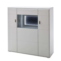 Wohnen 3-türiges Highboard mit Glas Einsatz in Weiß - Hazime