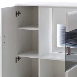 Wohnen 3-türiges Highboard mit Glas Einsatz in Weiß - Hazime