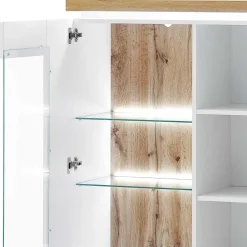Wohnen 3-türiges Highboard Vitrine beleuchtet LED - Caldri