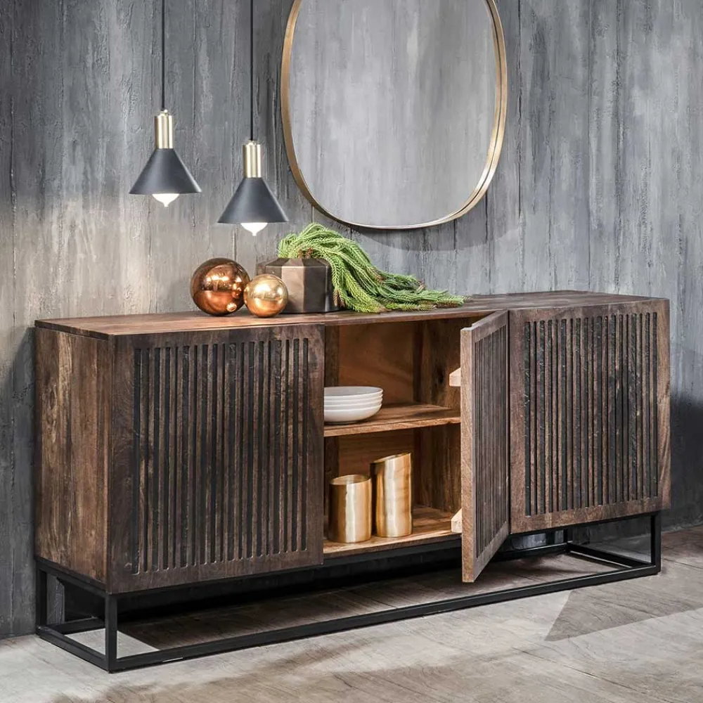 Wohnen 3-türiges Holz Sideboard mit Bügelgestell - Lyrica