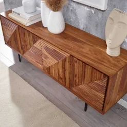 Wohnen 4-türiges Massivholz Sideboard 140 cm breit - Surin