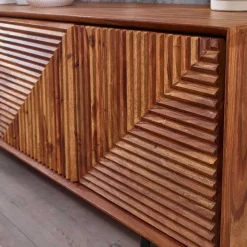 Wohnen 4-türiges Massivholz Sideboard 140 cm breit - Surin
