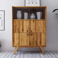 Wohnen Vitrinen|Wohnzimmer-Vitrinen*6-türiges Mid Century Highboard aus Glas & Holz - Hardus