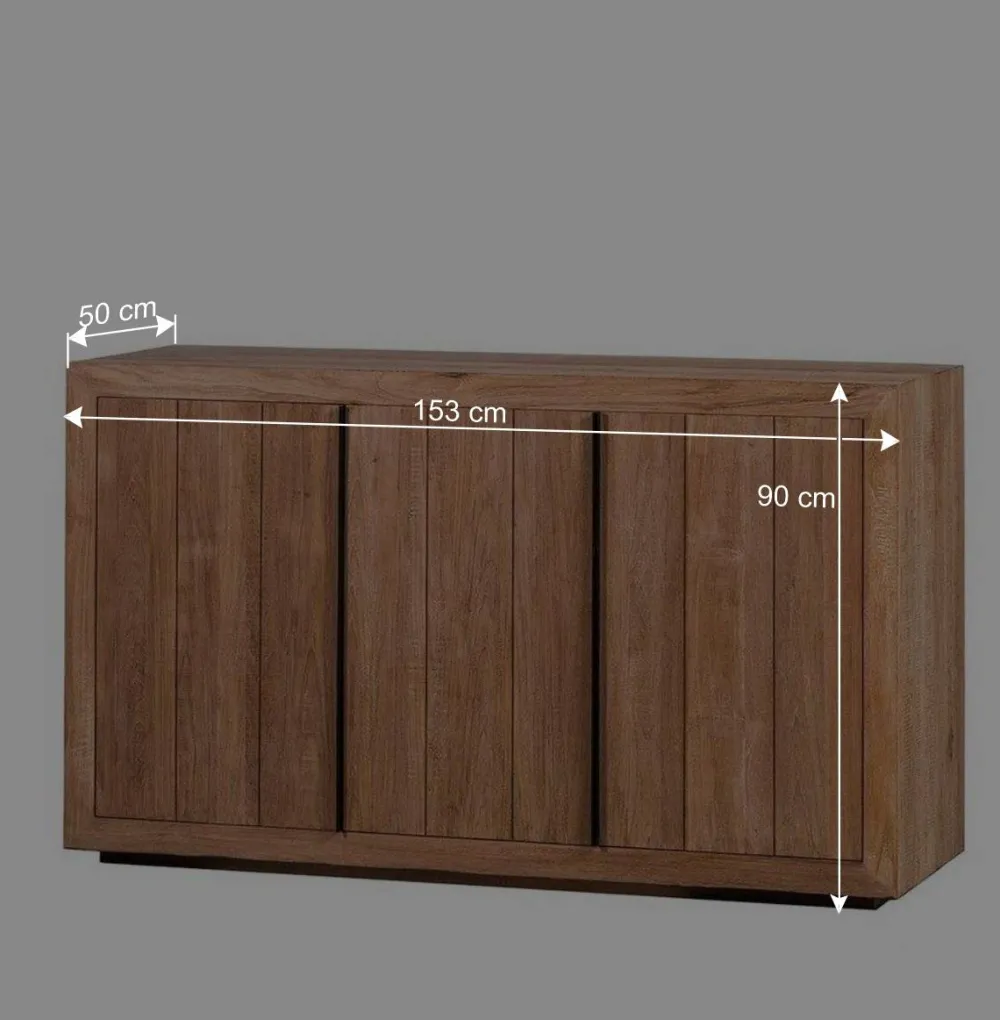 Wohnen 3-türiges Sideboard aus Teak Massivholz - Myons
