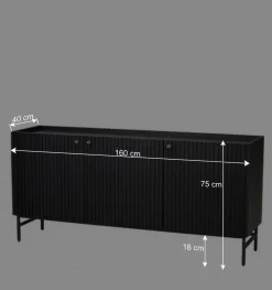 Wohnen Sideboards & Kommoden|Wohnzimmerschränke*3-türiges Sideboard in Schwarz - Hemorian