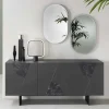 Wohnen Küchenschränke|Designermöbel*3-türiges Sideboard mit Marmor Einsätzen Schwarz - Wakes