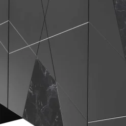 Wohnen Küchenschränke|Designermöbel*3-türiges Sideboard mit Marmor Einsätzen Schwarz - Wakes
