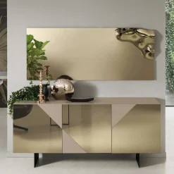 Wohnen 3-türiges Sideboard mit Spiegelglas in Bronze - Razepta