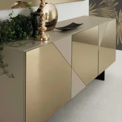 Wohnen 3-türiges Sideboard mit Spiegelglas in Bronze - Razepta