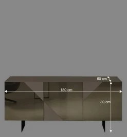 Wohnen 3-türiges Sideboard mit Spiegelglas in Bronze - Razepta