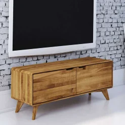 Wohnen 2-türiges TV Lowboard aus Holz Wildeiche - Eavy I