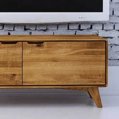 Wohnen 2-türiges TV Lowboard aus Holz Wildeiche - Eavy I