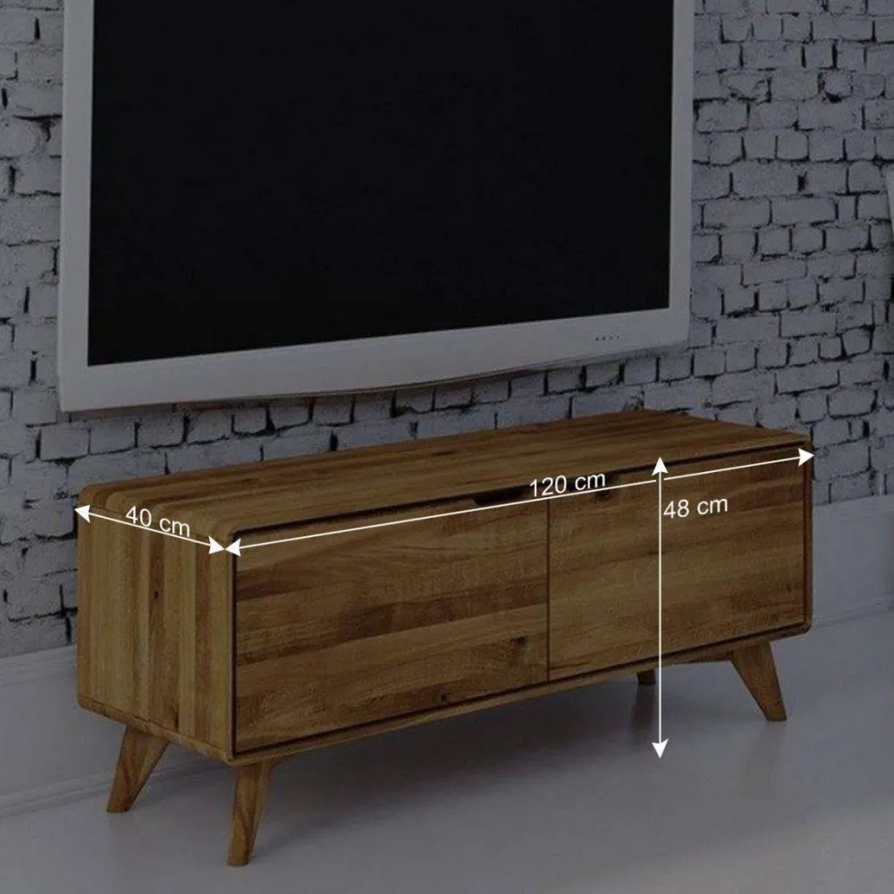 Wohnen 2-türiges TV Lowboard aus Holz Wildeiche - Eavy I