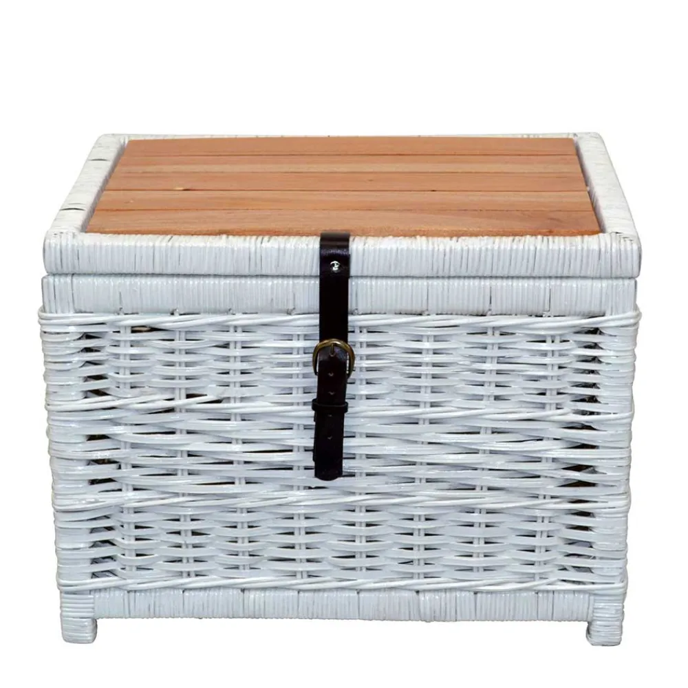 Wohnen Rattanmöbel|Holztruhen*Truhe Wohnzimmertisch aus Rattan Weiß - Jacopo