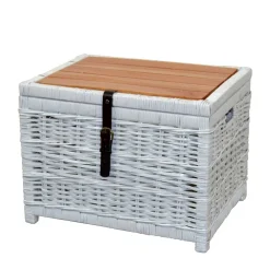 Wohnen Rattanmöbel|Holztruhen*Truhe Wohnzimmertisch aus Rattan Weiß - Jacopo