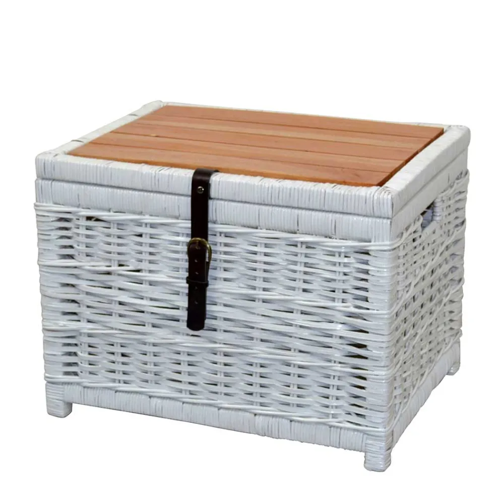 Wohnen Rattanmöbel|Holztruhen*Truhe Wohnzimmertisch aus Rattan Weiß - Jacopo