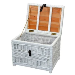 Wohnen Rattanmöbel|Holztruhen*Truhe Wohnzimmertisch aus Rattan Weiß - Jacopo