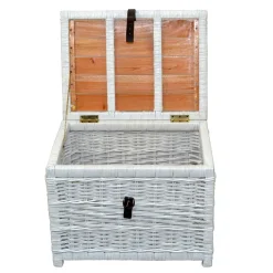 Wohnen Rattanmöbel|Holztruhen*Truhe Wohnzimmertisch aus Rattan Weiß - Jacopo