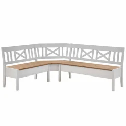 Wohnen Küchenbänke|Esszimmerbänke*Truhen Eckbank Lugon in Weiß mit Braun