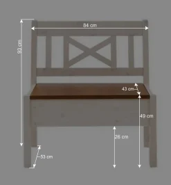 Wohnen Braune Möbel|Garderobenbänke*Truhenbank Barlad in Weiß Braun