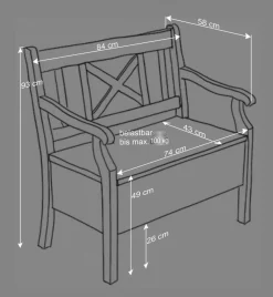 Wohnen Schuhschränke|Küchenbänke*Truhenbank mit Armlehnen Jytte aus Kiefernholz