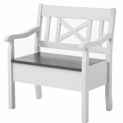 Wohnen Küchenbänke|Esszimmerbänke*Truhenbank Yoan in Grau Weiß