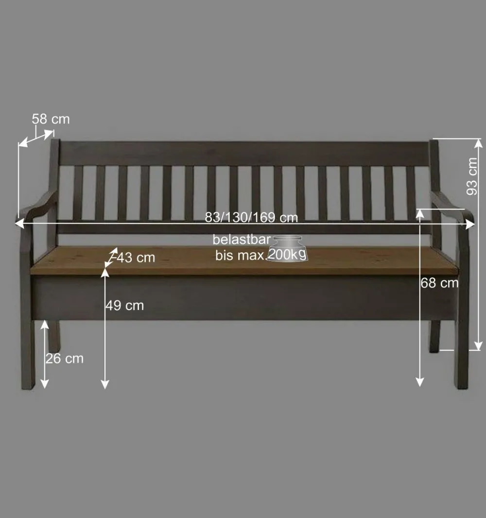 Wohnen Truhenbank Ziamora in Grau