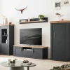Wohnen Wohnzimmerschränke*TV Anbauwand in Anthrazit & Wildeiche - Lionel (vierteilig)