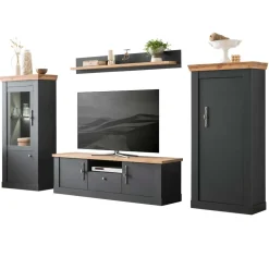 Wohnen Wohnzimmerschränke*TV Anbauwand in Anthrazit & Wildeiche - Lionel (vierteilig)