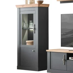 Wohnen Wohnzimmerschränke*TV Anbauwand in Anthrazit & Wildeiche - Lionel (vierteilig)