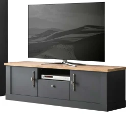 Wohnen Wohnzimmerschränke*TV Anbauwand in Anthrazit & Wildeiche - Lionel (vierteilig)