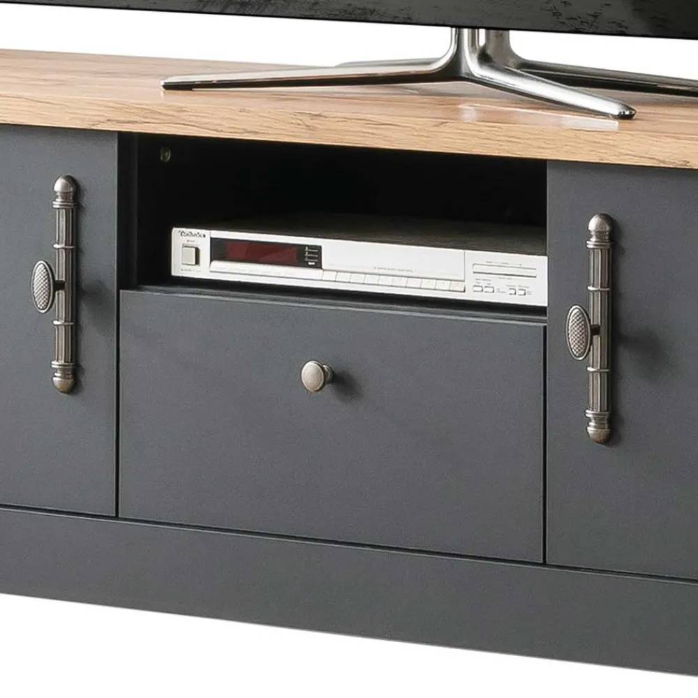 Wohnen Wohnzimmerschränke*TV Anbauwand in Anthrazit & Wildeiche - Lionel (vierteilig)