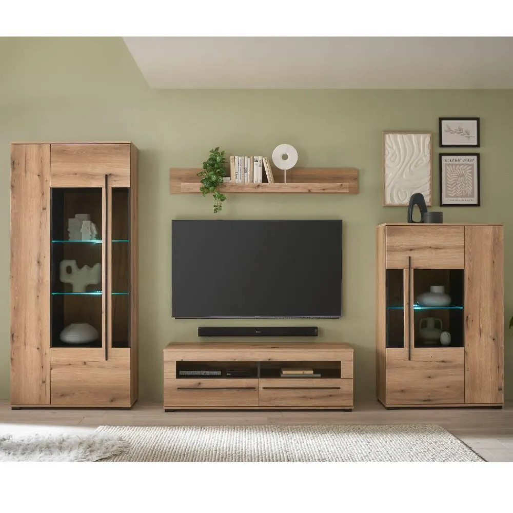 Wohnen Wohnwände|Wohnwand*TV Anbauwand in Eiche - Brocus (vierteilig)