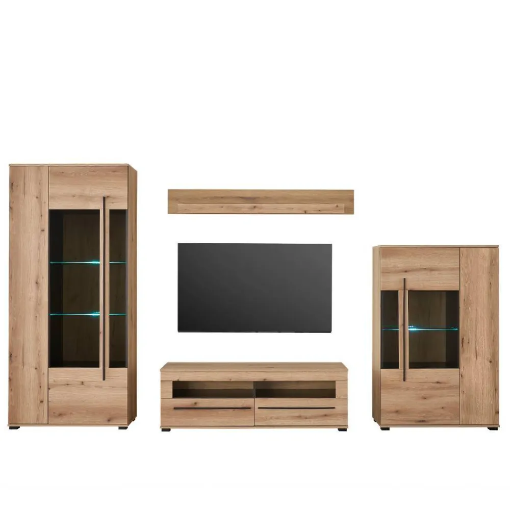 Wohnen Wohnwände|Wohnwand*TV Anbauwand in Eiche - Brocus (vierteilig)