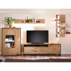 Wohnen TV Anbauwand in Eicheoptik - Nikdus (vierteilig)