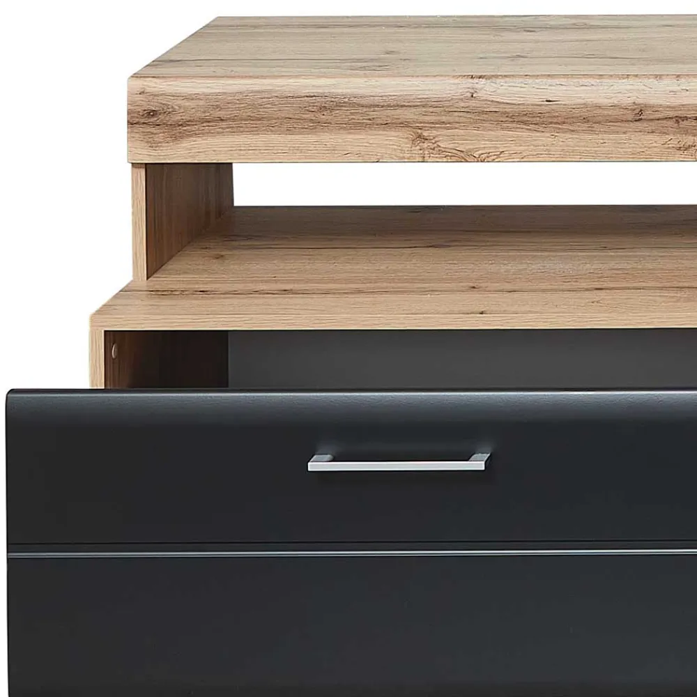 Wohnen Wohnzimmerschränke*TV Anbauwand in Schwarz & Wildeiche - Kandu (vierteilig)