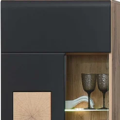 Wohnen Wohnzimmerschränke*TV Anbauwand in Schwarz & Wildeiche - Kandu (vierteilig)