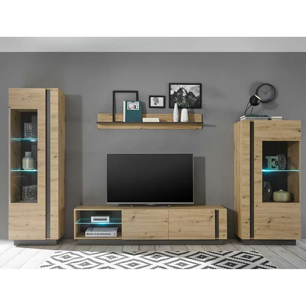 Wohnen Wohnwände|Wohnwand*TV Anbauwand Kombi Set - Lairian (vierteilig)