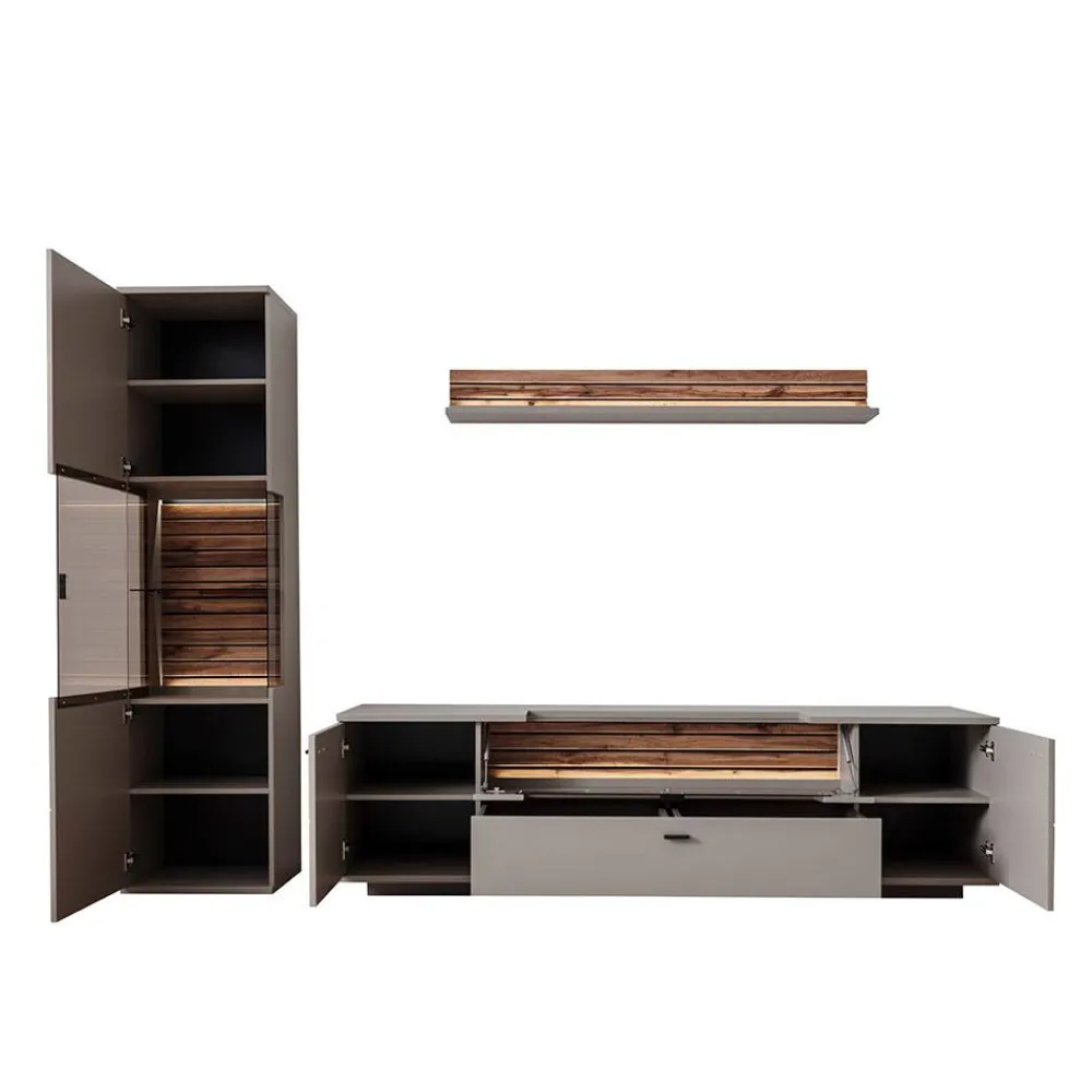 Wohnen Wohnwände|Wohnwand*TV Anbauwand Möbel in Grau - Teorina (dreiteilig)