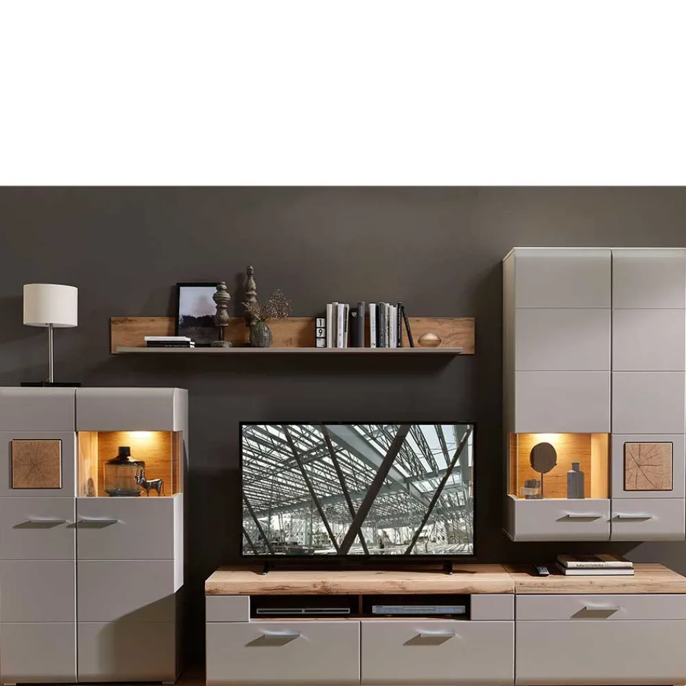 Wohnen TV Anbauwand Möbel mit LED Licht - Fraguca (fünfteilig)