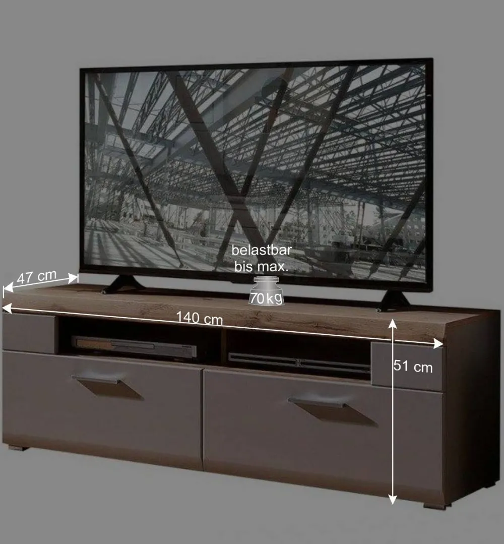 Wohnen TV Anbauwand Möbel mit LED Licht - Fraguca (fünfteilig)