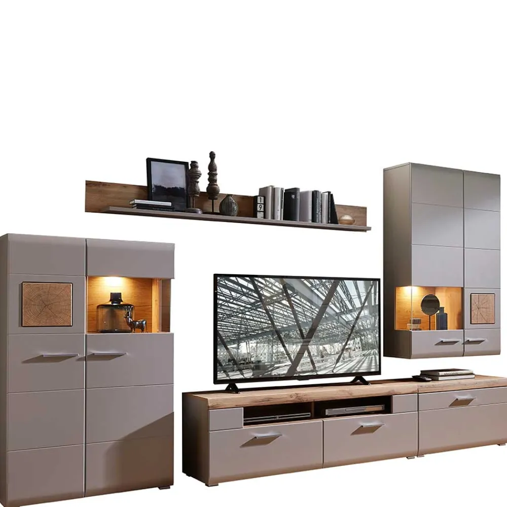 Wohnen TV Anbauwand Möbel mit LED Licht - Fraguca (fünfteilig)