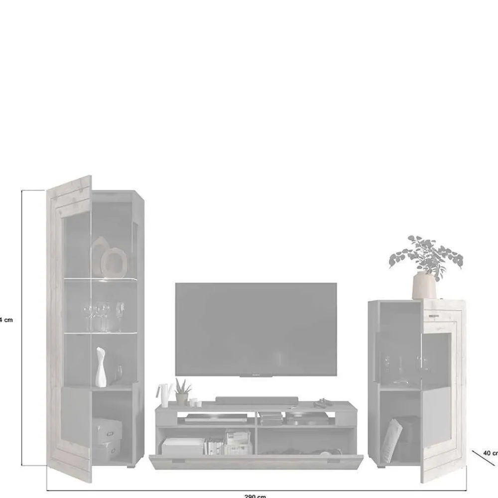 Wohnen TV Anbauwand Möbel-Kombi modern - Scarlett (dreiteilig)