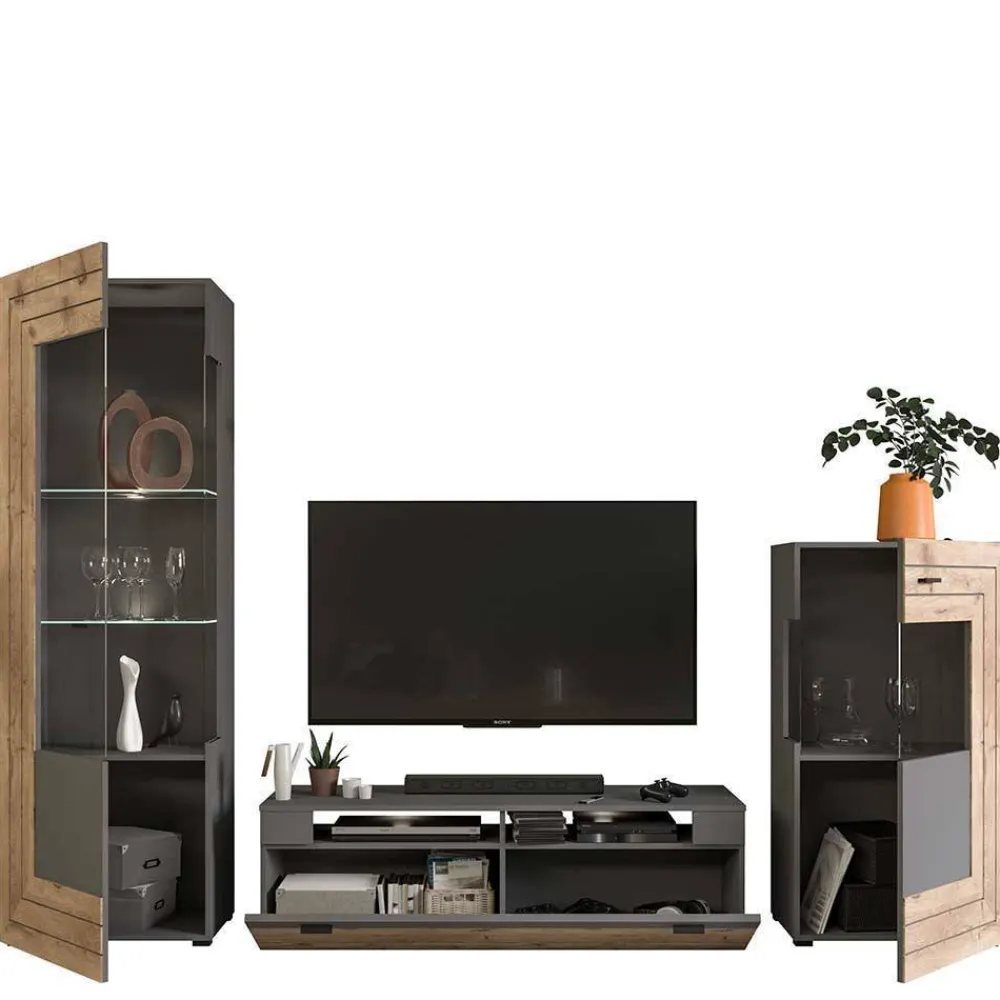 Wohnen TV Anbauwand Möbel-Kombi modern - Scarlett (dreiteilig)